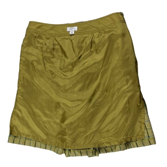 Ann Taylor LOFT Wool Blend Lined Windowpane Plaid Box Pleat Skirt Y2K Size 12 - Picture 11 of 15